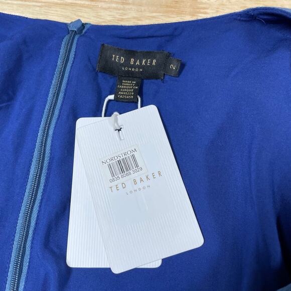 Ted Baker NWT Zilda Puff Sleeve Midi Fixed Wrap Front Dress Size 2 (US 6) Blue - Picture 6 of 15